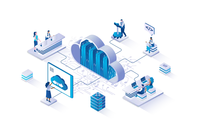 Illustration of cloud infrastructure and network security