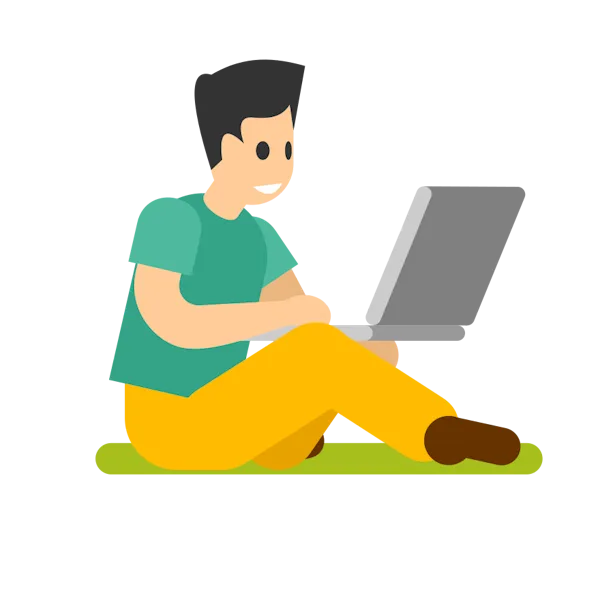 Illustration of person setting up VPN on laptop