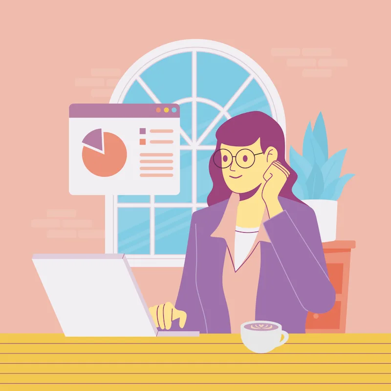 Illustration of employee working remotely on company VPN